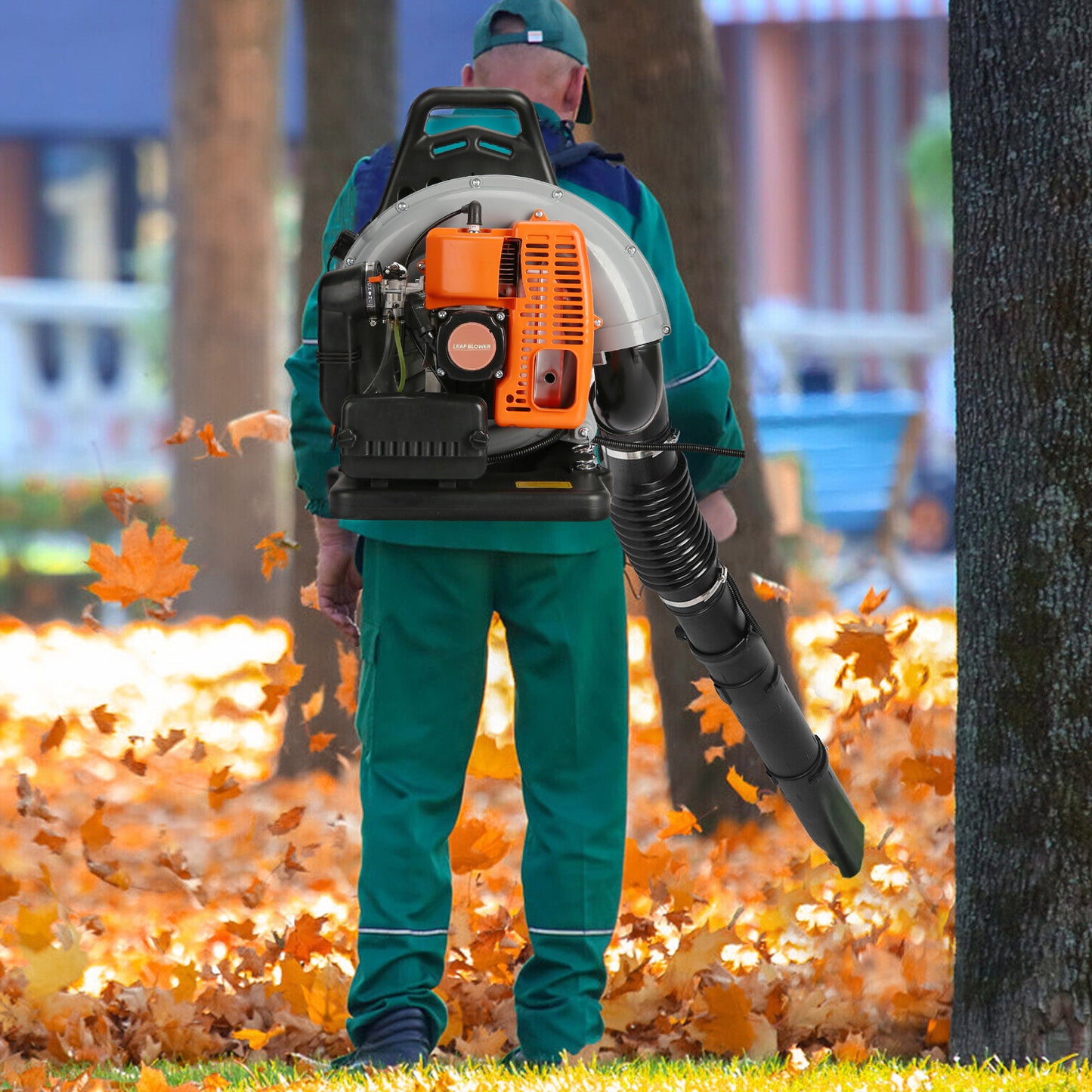 Gas Leaf Blower 2-Stroke Engine, Multi-Purpose High-Power Outdoor Blower for Lawn & Snow Clearing, Adjustable Extension Nozzle, Ergonomic Non-Slip Handle, Lightweight Cordless Design