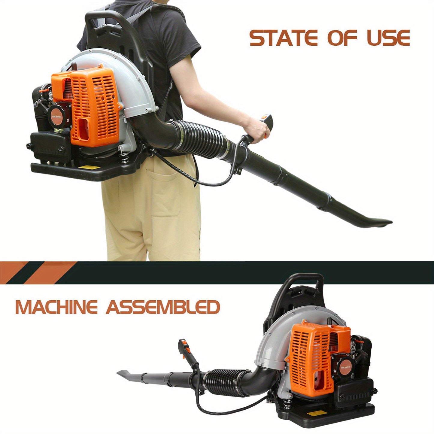 Gas Leaf Blower 2-Stroke Engine, Multi-Purpose High-Power Outdoor Blower for Lawn & Snow Clearing, Adjustable Extension Nozzle, Ergonomic Non-Slip Handle, Lightweight Cordless Design
