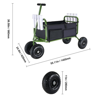 Beach Fishing Cart Foldable 300 lbs with 8 Rod Holders Balloon Wheels Heavy Duty Steel Pier Surf Wagon 600D Oxford