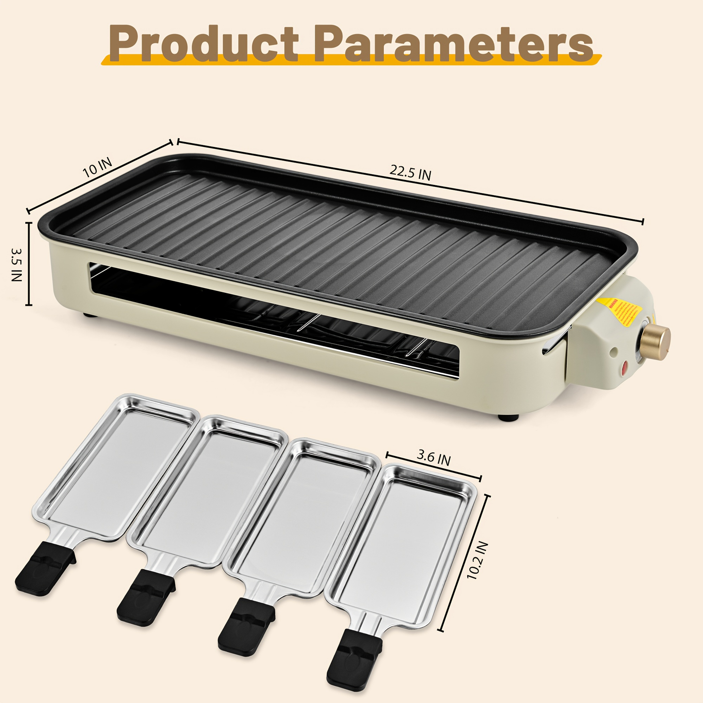 Indoor Electric Smokeless Grill 1700W with Raclette Pans, Non-Stick Dishwasher Safe Plate, Portable Tabletop BBQ Griddle for Couples