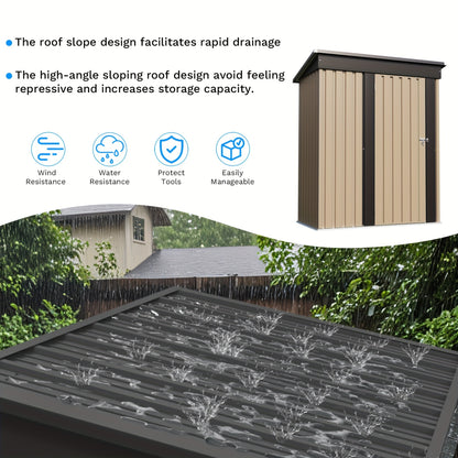 Metal Storage Shed 3x5 & 4x6.2 ft Waterproof Lockable Garden Shed