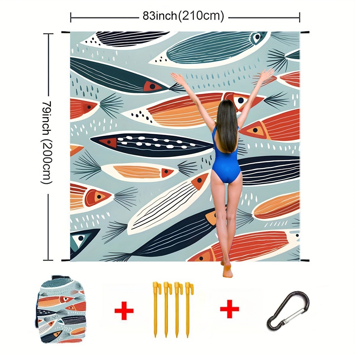 Sandproof Beach Blanket Oversized Extra Large Quick Dry Picnic Mat for Beach Camping Travel – Bohemia Dolphin Sailor Turtle Fish Patterns, 2-10 Adults