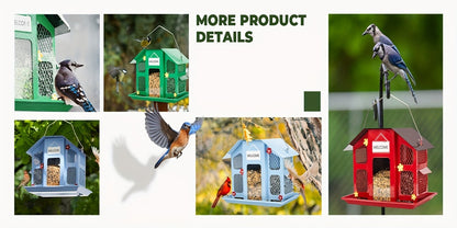 Metal Bird Feeder for Outside - 4 Lbs Large Capacity Hanging Wild Bird Feeder