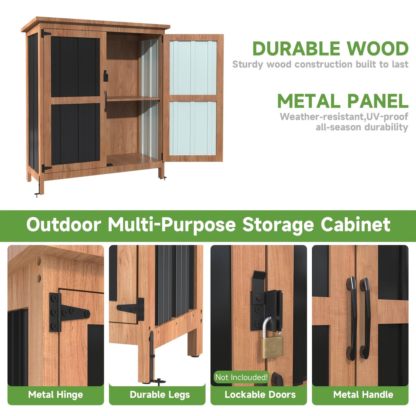 Outdoor Storage Shed Metal Garden Shed with Lockable Door