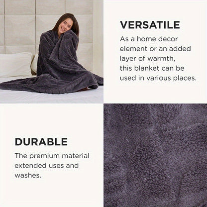 Throw Blanket 3D Geometric Pattern Fluffy Soft Warm Handmade Knit Blanket for Couch Sofa Bed Camping Picnic Travel – Lightweight Cozy Blanket