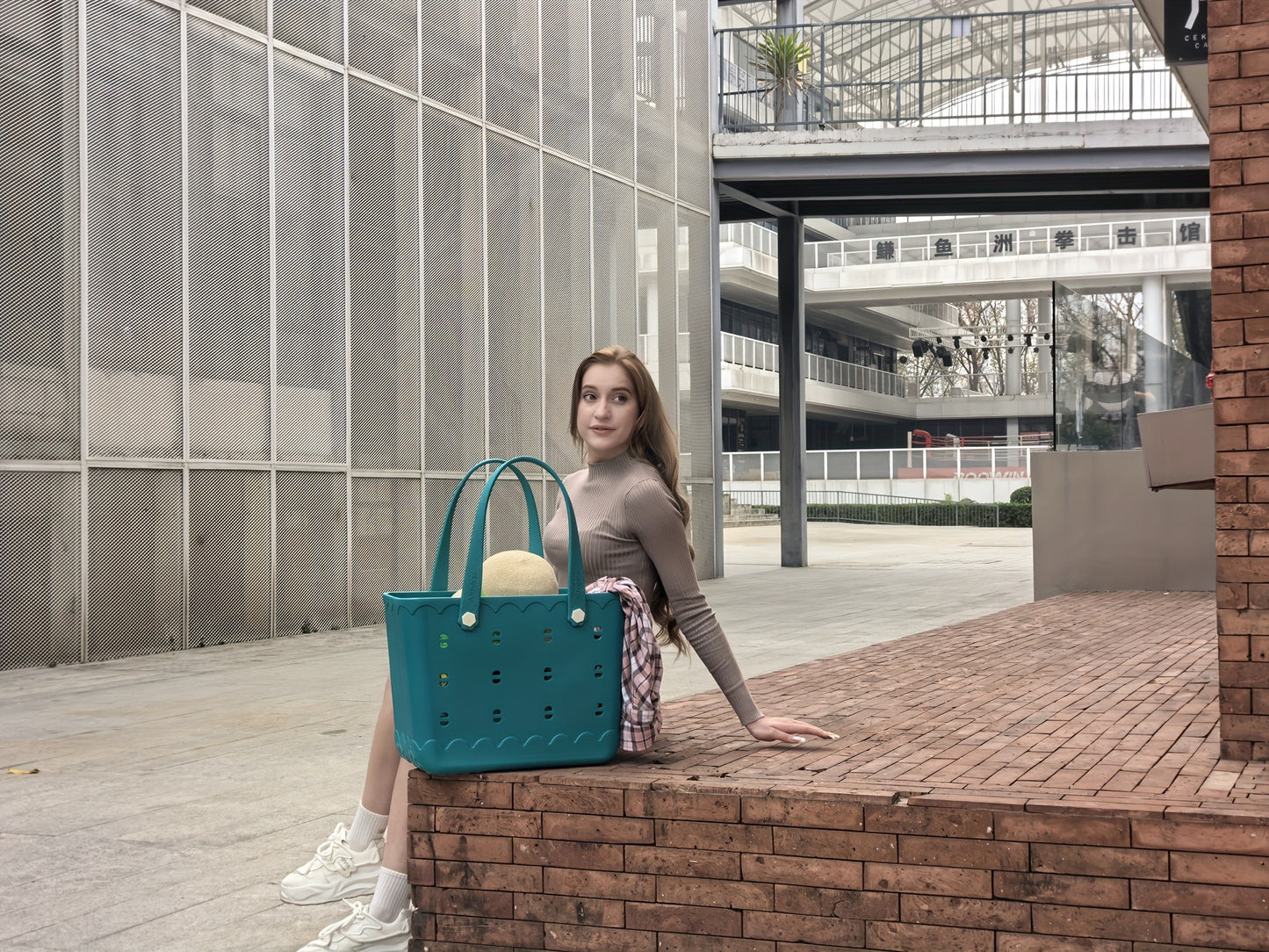 Waterproof Beach Tote Bag for Women – Large Shoulder Handbag for Travel Vacation Fruits Flowers Drinks – M & L