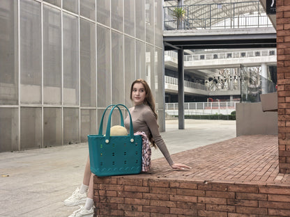 Waterproof Beach Tote Bag for Women – Large Shoulder Handbag for Travel Vacation Fruits Flowers Drinks – M & L