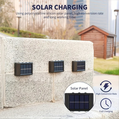 Solar Wall Light Outdoor 8 Pack 6 LED Deck Fence Garden Lamp Waterproof Auto Dusk to Dawn Courtyard Pathway Garage Yard Decoration