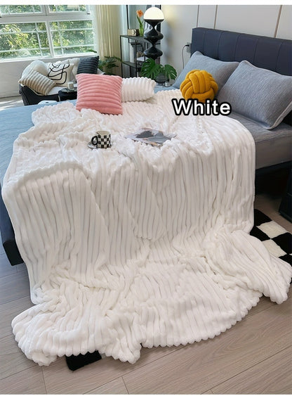 Fleece Blanket Double-Sided 3D Faux Rabbit Fur Throw – Ultra-Soft Thick 300-350g/m² for Home, Office, Travel & Camping, Multiple Sizes & Colors