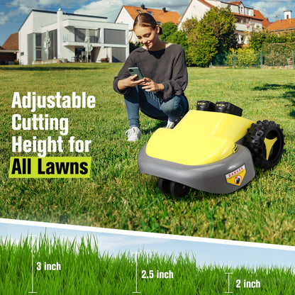 Remote Control Lawn Mower Electric Self-Propelled 20-Inch, Dual 18V Battery, 60-Min Runtime, 30° Slope Capable, 3-Level Height Adjust, Lightweight Portable