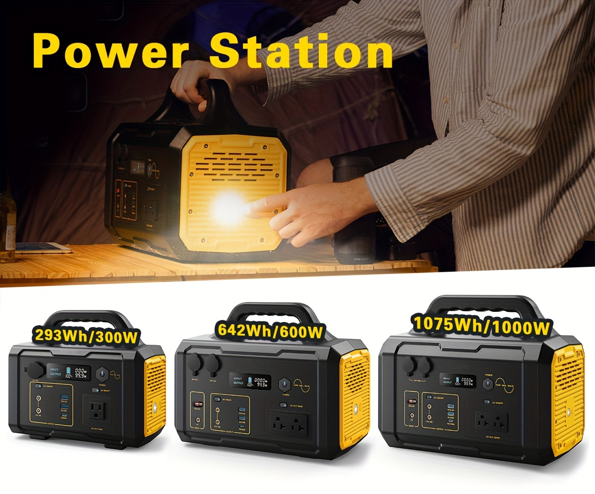 Solar Generator Portable Power Station 293Wh/1075Wh – 300W/1000W AC Outlet, 2 DC Ports, 3 USB Ports, Battery Backup for Camping, Outdoor Trips & Emergencies