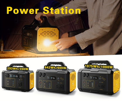 Solar Generator Portable Power Station 293Wh/1075Wh – 300W/1000W AC Outlet, 2 DC Ports, 3 USB Ports, Battery Backup for Camping, Outdoor Trips & Emergencies
