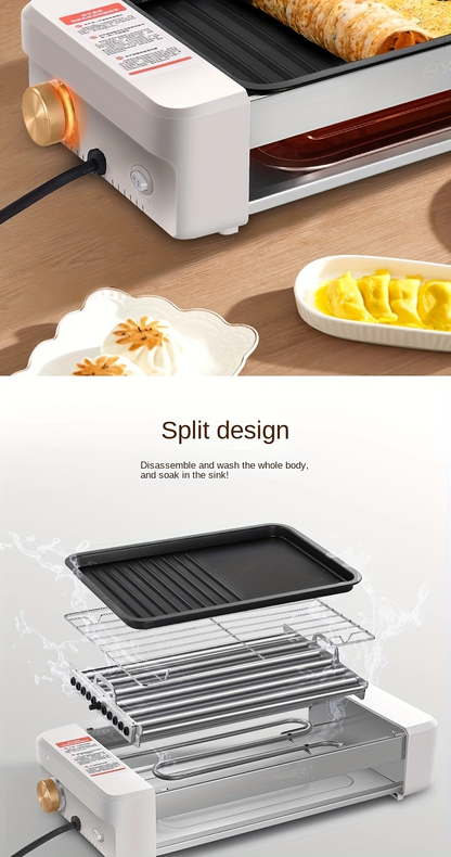 Sausage Grill 4-in-1 Multifunctional Electric Hot Dog Roller – Non-Stick Countertop Cooker with Adjustable Temperature, Detachable Panel, Silicone Oil Brush & Grill Holder – Easy Clean, Kitchen & Dorm Use