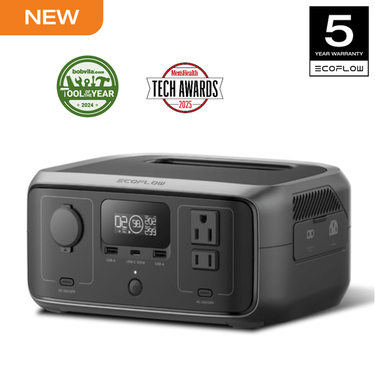 LiFePO4 Power Station 230Wh EcoFlow RIVER 3 – 300W (600W X-Boost), 1Hr Fast Charge, UPS <20ms, <30dB Quiet, 6 Outputs for Camping, Home & Emergency