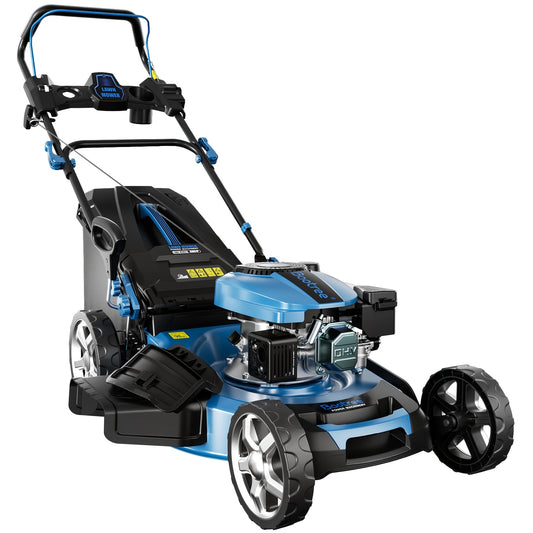 Self-Propelled Lawn Mower 21-Inch 201cc 4-Cycle Gas Engine, 7-Level Height Adjustment, 3-in-1 Mulching Bagging Side Discharge, Push & Self-Propelled