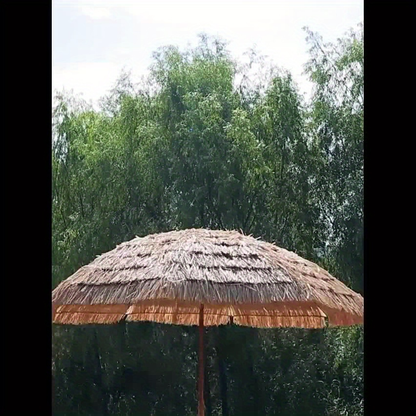 Thatch Tiki Umbrella 7.5 Ft Outdoor Patio Umbrella UV Protection Steel Pole Push Button Tilt Reclining Canopy for Patio Pool Garden Beach Backyard