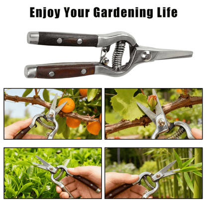 Garden Scissors 2-Pack Pruning Shears Set Curved and Straight Bypass Blades 8-Inch Ultra Sharp Plant Trimming Scissors for Flowers Herbs Bonsai Indoor Outdoor