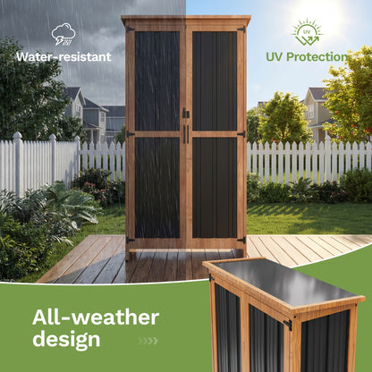 Outdoor Storage Shed Metal Garden Shed with Lockable Door