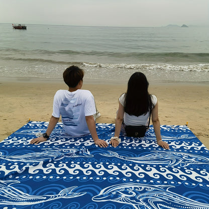 Sandproof Beach Blanket Oversized Extra Large Quick Dry Picnic Mat for Beach Camping Travel – Bohemia Dolphin Sailor Turtle Fish Patterns, 2-10 Adults