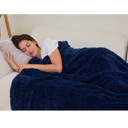 Throw Blanket 3D Geometric Pattern Fluffy Soft Warm Handmade Knit Blanket for Couch Sofa Bed Camping Picnic Travel – Lightweight Cozy Blanket