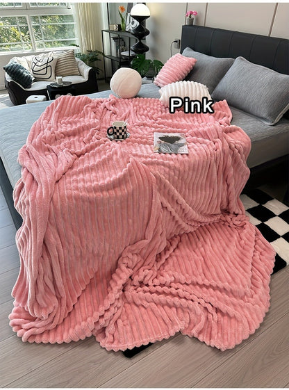Fleece Blanket Double-Sided 3D Faux Rabbit Fur Throw – Ultra-Soft Thick 300-350g/m² for Home, Office, Travel & Camping, Multiple Sizes & Colors