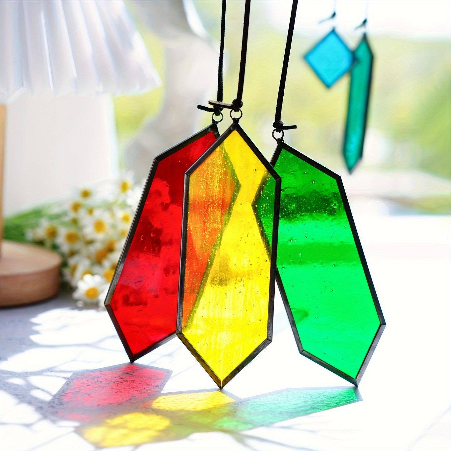 Glass Rainbow Suncatcher Hanging Ornament - Crystal Prism Window Sun Catcher for Garden, Patio & Home Decor