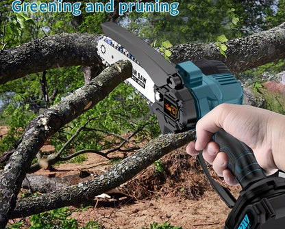 Handheld Electric Chainsaw – Mini Cordless Portable Tree Cutter with Splash Guard, Security Lock, Rechargeable Battery Options, Garden & Yard Gift for Men