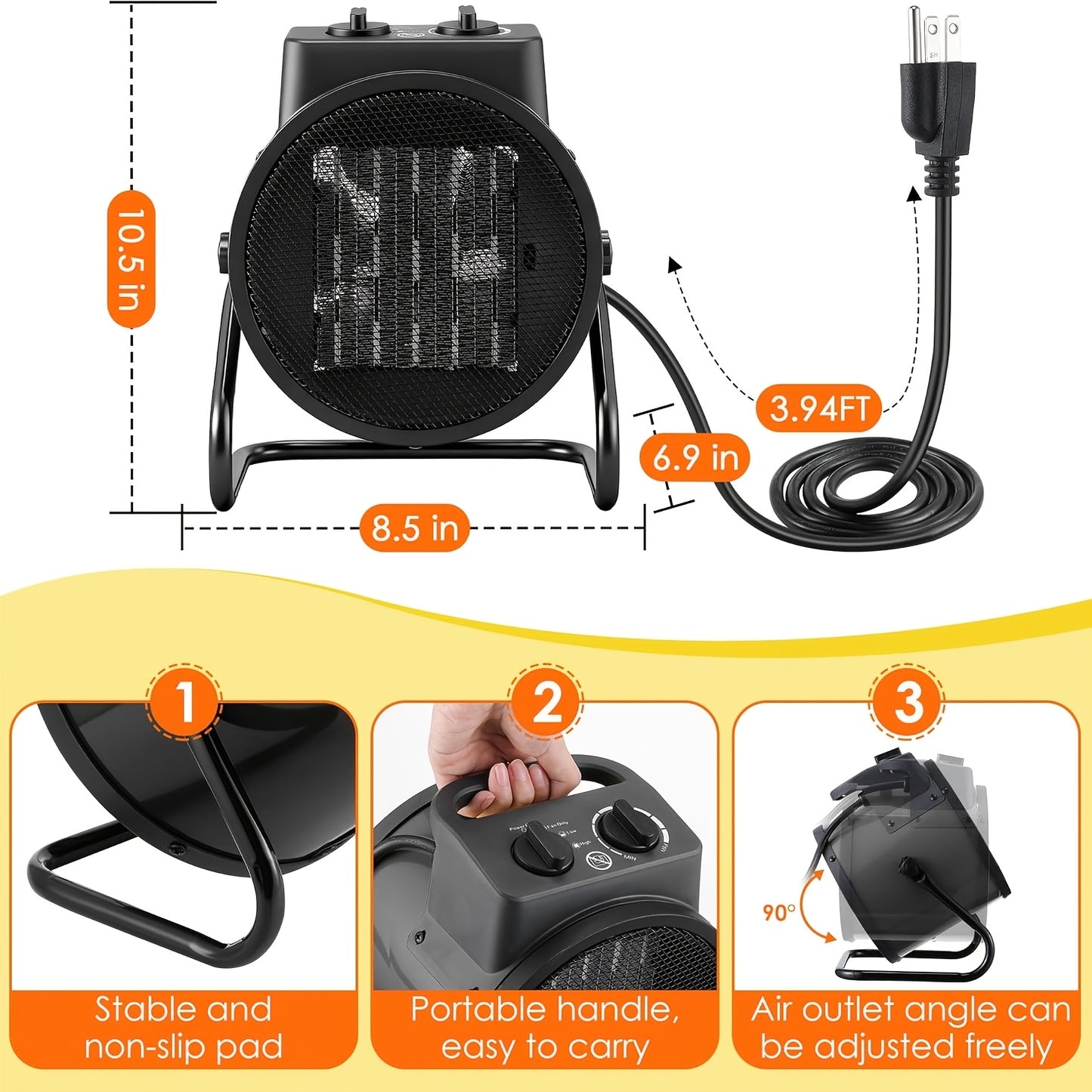 Space Heater | Portable PTC Ceramic Greenhouse Garage Patio Indoor