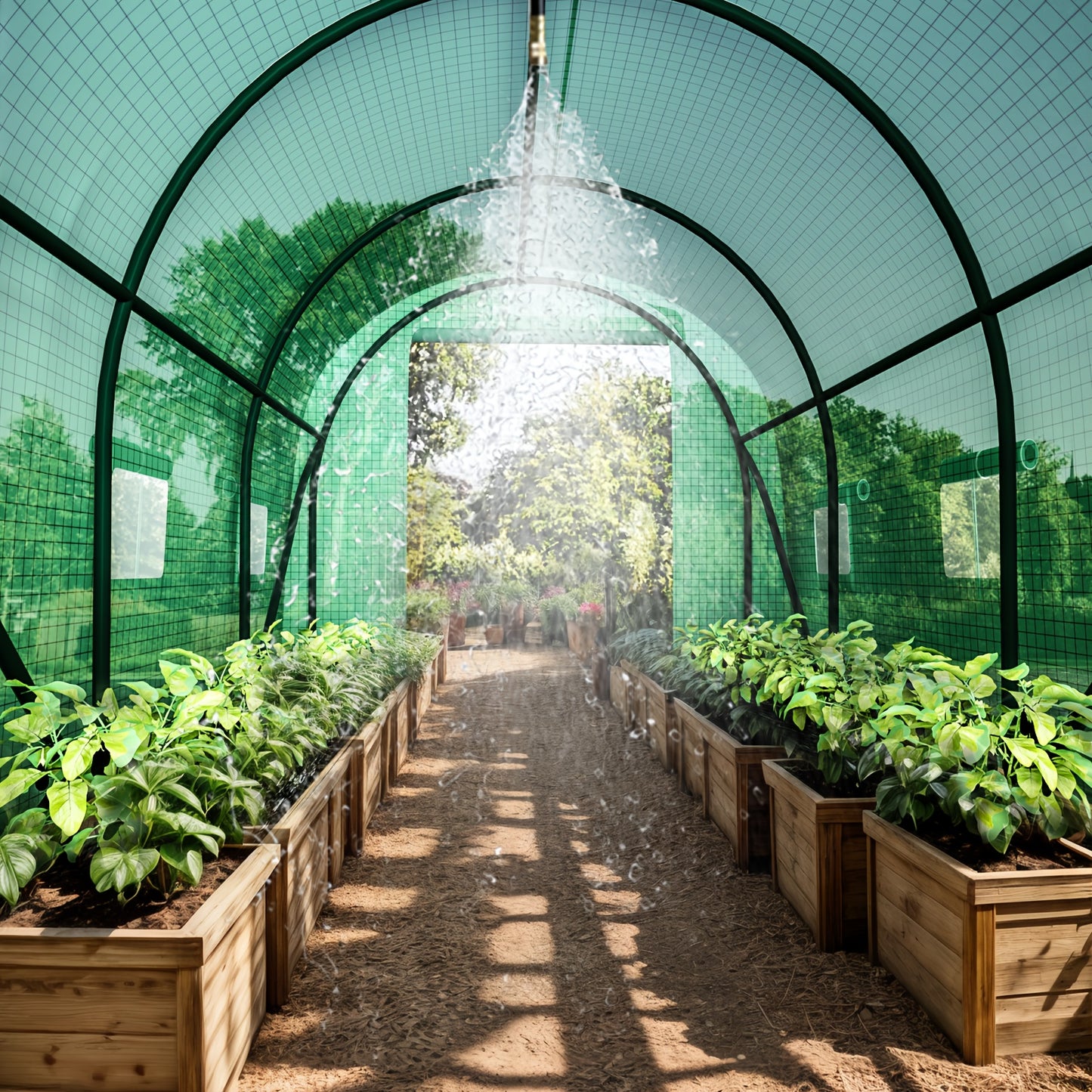 Greenhouse with Watering System, 10X6.6X6.6 Outdoor Greenhouse