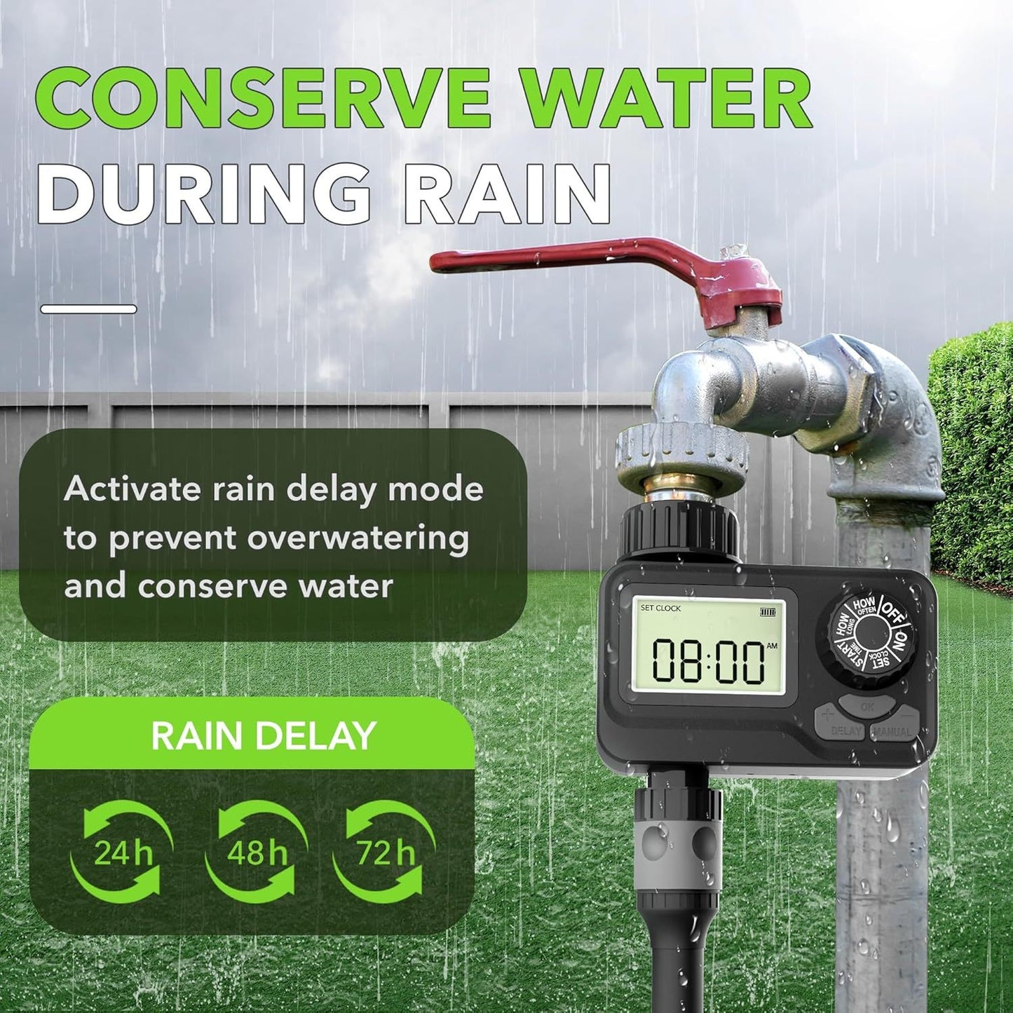 Garden Hose Timer Programmable Digital Irrigation Controller with LCD Display 1-Outlet