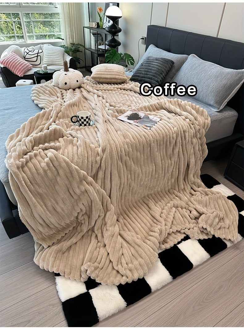 Fleece Blanket Double-Sided 3D Faux Rabbit Fur Throw – Ultra-Soft Thick 300-350g/m² for Home, Office, Travel & Camping, Multiple Sizes & Colors