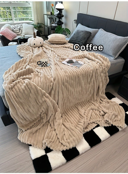 Fleece Blanket Double-Sided 3D Faux Rabbit Fur Throw – Ultra-Soft Thick 300-350g/m² for Home, Office, Travel & Camping, Multiple Sizes & Colors