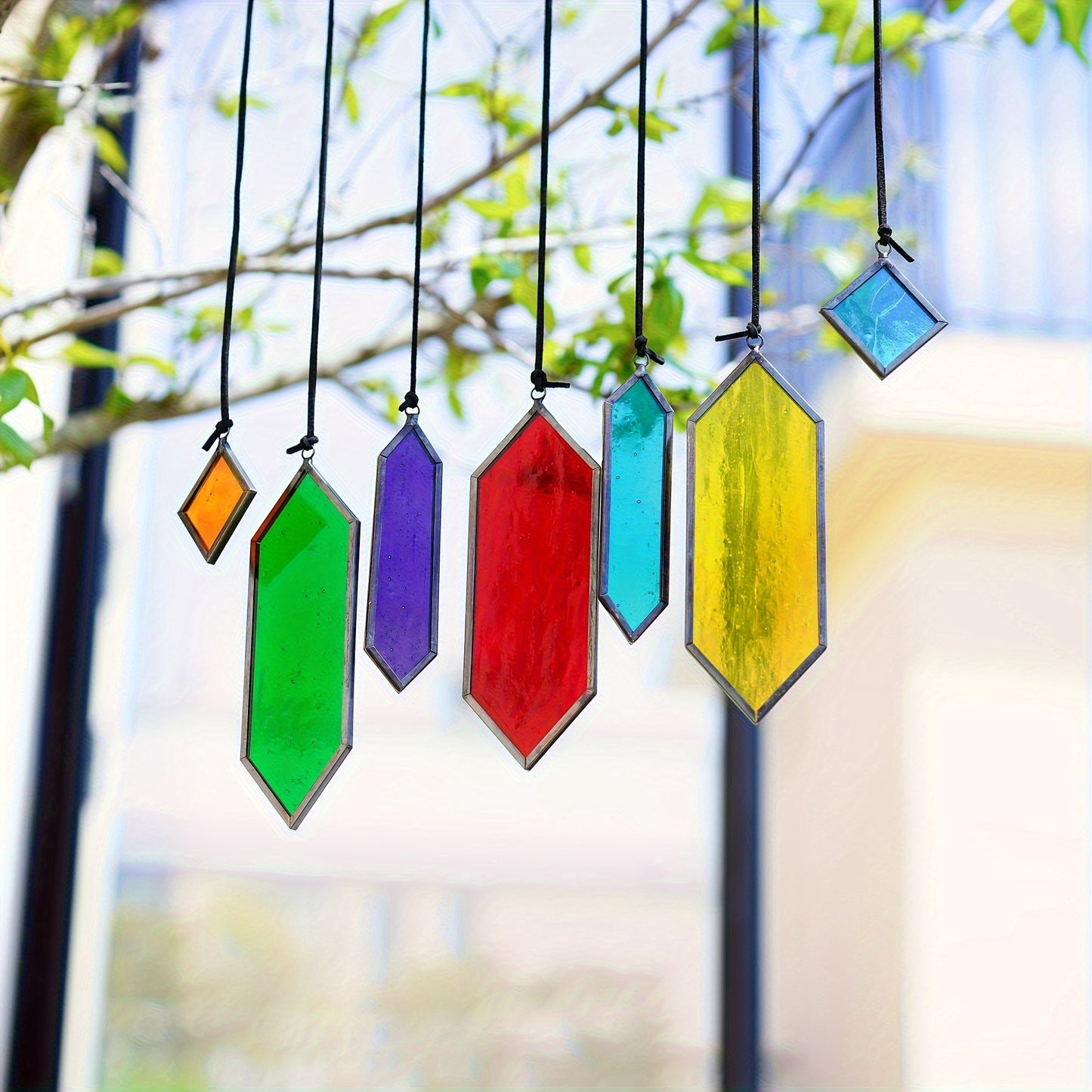 Glass Rainbow Suncatcher Hanging Ornament - Crystal Prism Window Sun Catcher for Garden, Patio & Home Decor