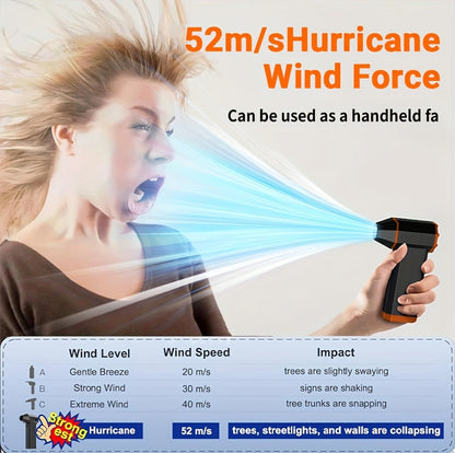 Electric Air Duster 130000RPM Rechargeable Handheld Blower, 3-Speed Wireless Turbine Fan for Computer Keyboard, Car & Home Cleaning — Black & Orange