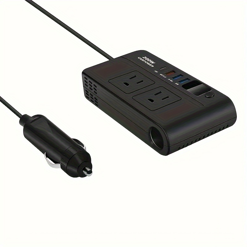 200W Car Power Inverter DC 12V to AC 110V with USB-C PD 20W & QC3.0 Fast Charging