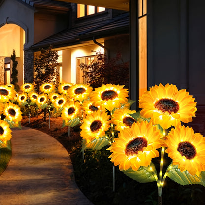 Solar Sunflower Garden Lights Outdoor Stake, Dimmable 2-Pack