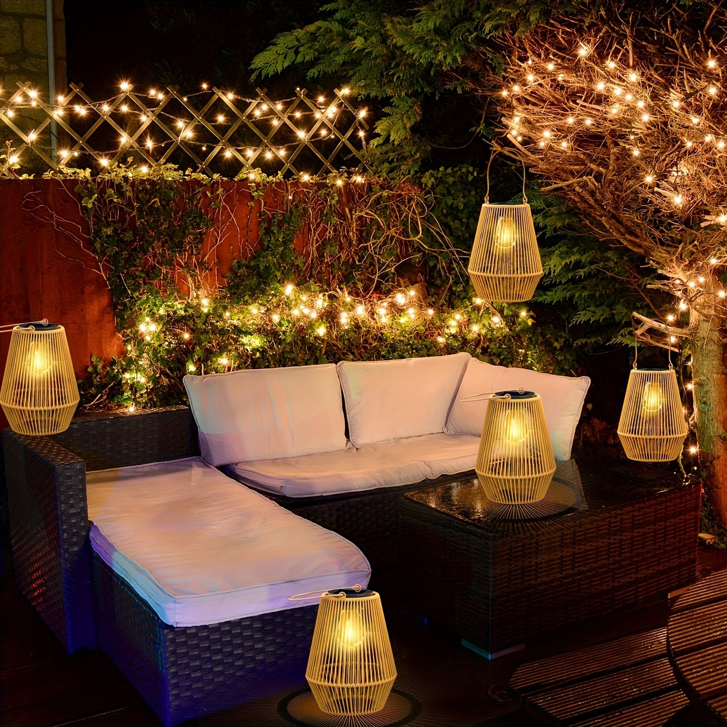 Solar Bamboo Lights Bohemian Style Outdoor Hanging Decoration for Garden Patio Deck Porch Tree Lawn Halloween Christmas 1/2/4pcs