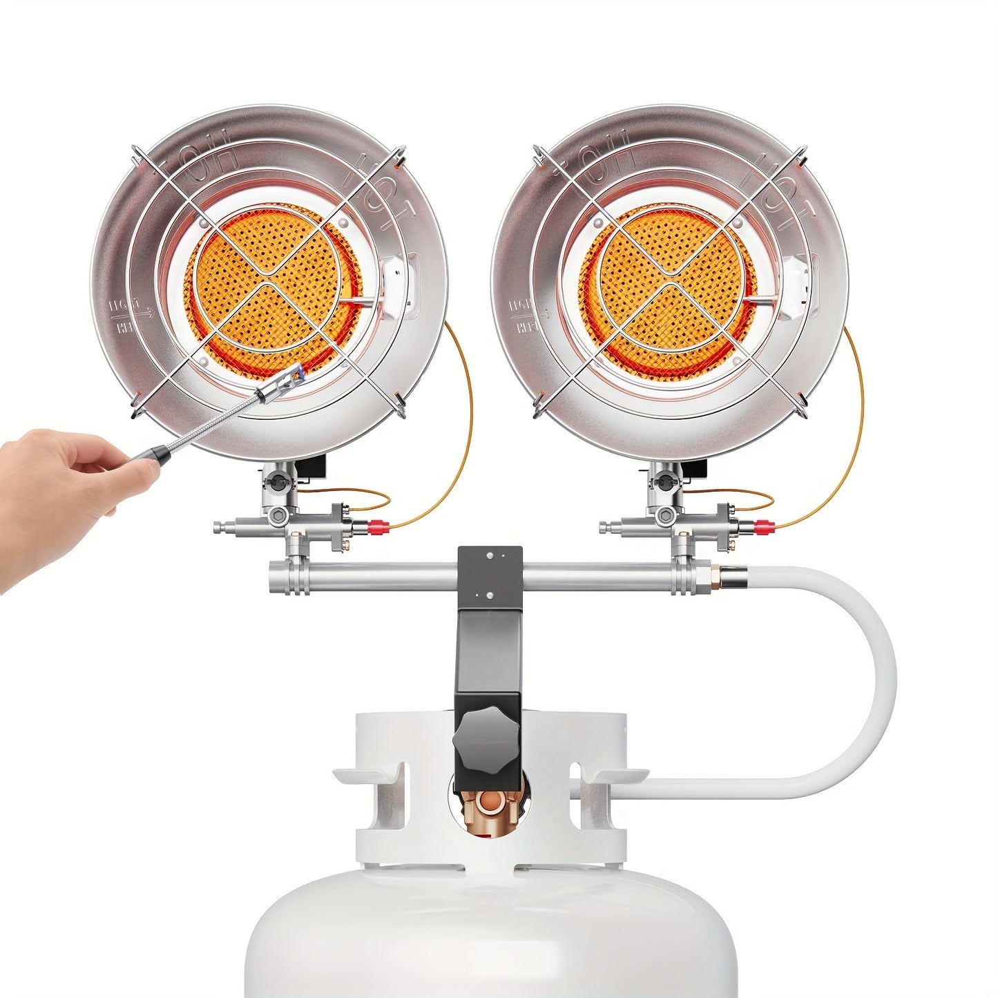 Propane Tank Top Heater 30000 BTU Outdoor Patio Heater with 3 Heat Settings, Tip-Over & Shut-Off Protection, Wind-Resistant Cast Aluminum Body for Camping, Garage, Porch & Job Site