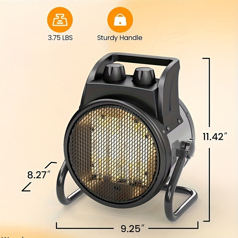 Space Heater Fan Portable Outdoor & Indoor, Electric Garage Heater with Overheat Protection for Yard, Patio, Workshop, Home Office – Compact Powerful Heating Fan (Remote Control Option Available)