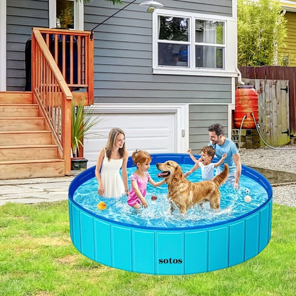 Foldable Dog Pool – Portable Hard Plastic Pet & Kids Swimming Pool, Anti-Slip Collapsible Bathtub for Indoor Outdoor Backyard Use, 3 Sizes