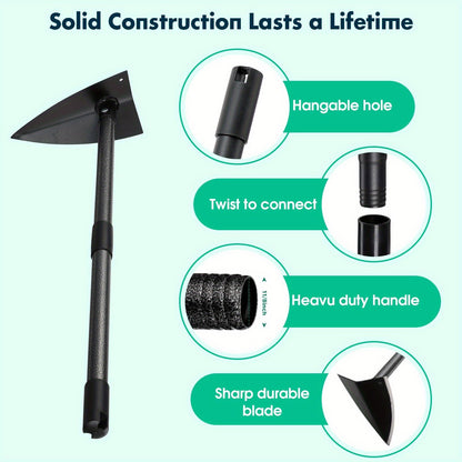 Garden Hoe Triangle Heavy Duty Carbon Steel with Adjustable 15–72 Inch Long Handle, Sharp Triangular Blade for Weeding, Digging, Soil Loosening and Edging