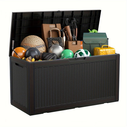 Resin Deck Box 100 Gallon Lockable Outdoor Storage – Patio & Garden