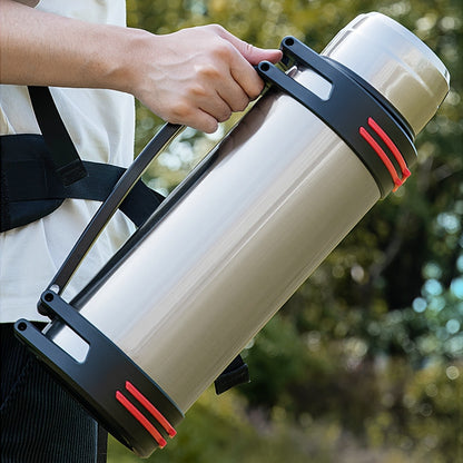 Insulated Water Bottle 2000ml 67oz Stainless Steel Vacuum Flask with Cup Handle Strap BPA Free Wide Mouth Hot Cold Drinks Camping Hiking Sports Gym Travel Gift