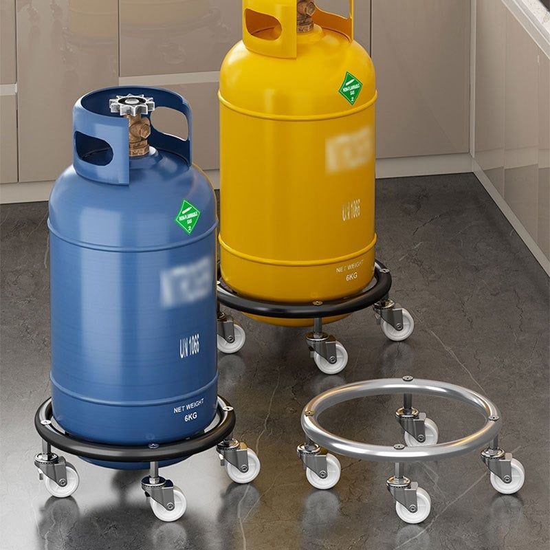 Propane Tank Dolly with 4 Locking Wheels – Heavy Duty Gas Cylinder Cart & Movable Base for Tanks, Garden Pots & Storage