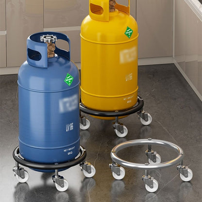 Propane Tank Dolly with 4 Locking Wheels – Heavy Duty Gas Cylinder Cart & Movable Base for Tanks, Garden Pots & Storage