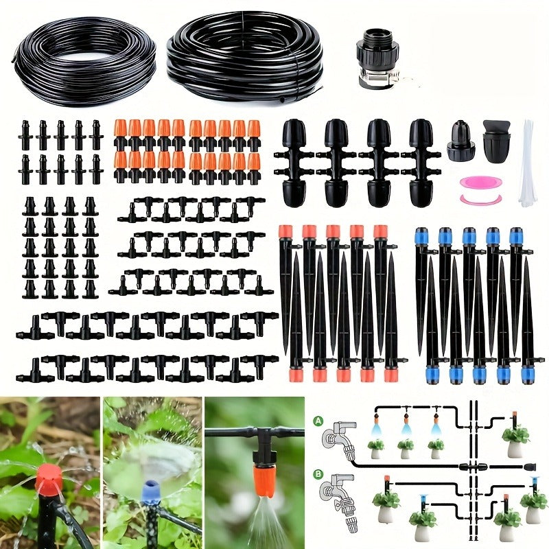 226FT Drip Irrigation Kit - Automatic Plant Watering System with Adjustable Nozzles for Garden & Greenhouse