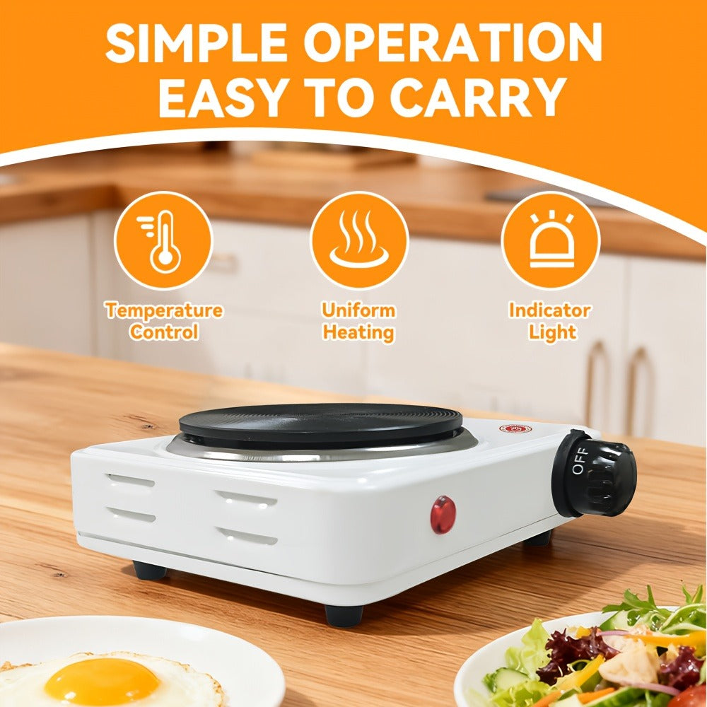Electric Stove Desktop 5-Speed Temperature Control | Portable Electric Burner for Home & Camping | Compact Quick-Heating Countertop Stove | US Standard, White