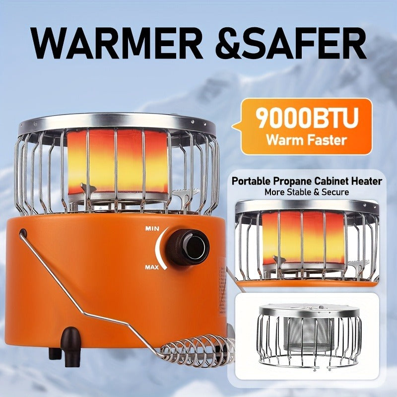 Portable Propane Heater Stove 2-in-1 Camping Gas Stove & Heater 3680-9000 BTU with Ignition, Stainless Steel, No Electricity Needed for Camping, Ice Fishing, Hunting, Hiking & Emergency Preparedness
