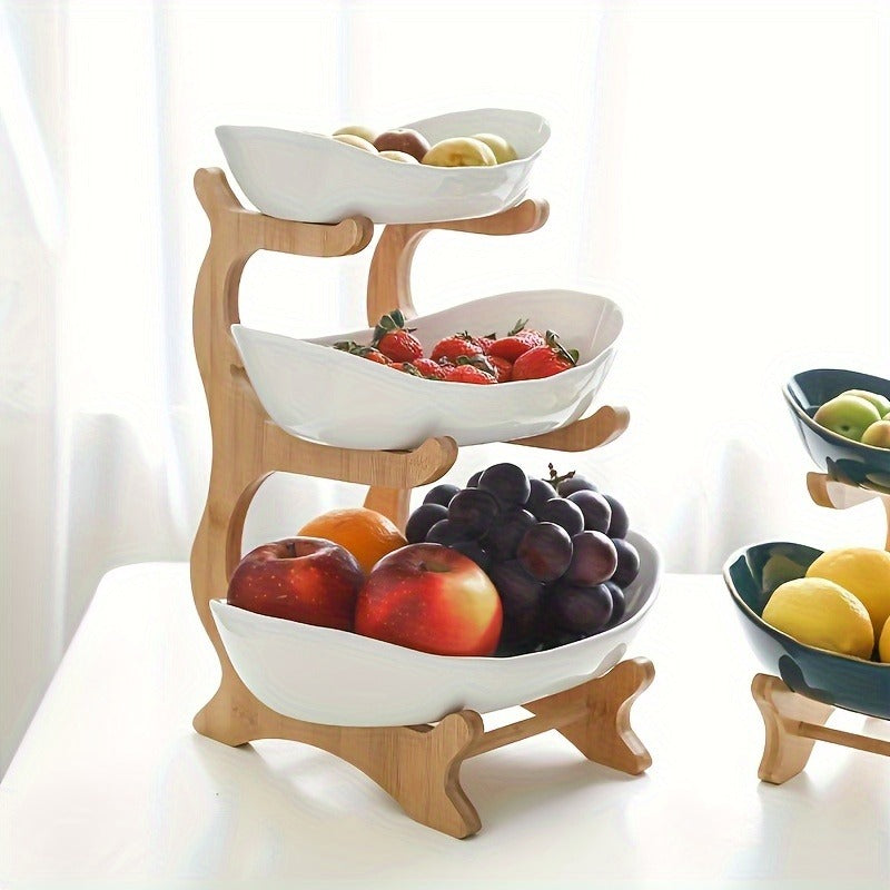 Fruit Stand 2/3-Tier Plastic Tiered Tray | Elegant Candy Display Snack Bread Bowl for Kitchen Living Room | Space-Saving Countertop Organizer Gift