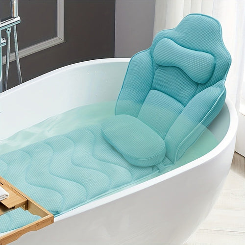 Full Body Bath Mat Pillow 60x21.7in Extra Thick Bathtub Cushion with Head, Neck & Lumbar Support for Women Men Elderly, Luxury Non-Slip Full-Size Tub Pad for Joint Relief